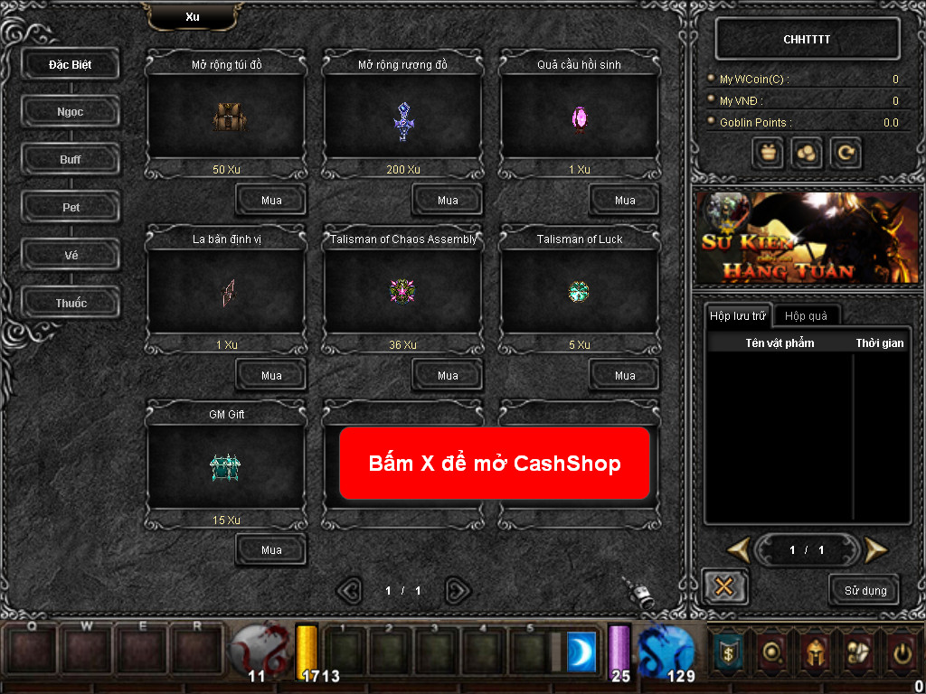 Chức năng chính của Game MU Hiệp Khách Chức năng chính của Game MU Hiệp Khách